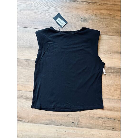 4th & Reckless Tank Sleeveless Top Size 8 Black Stretchy Women's Padded Shoulder - Picture 1 of 5